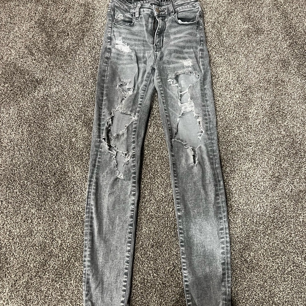 American Eagle Outfitters Distressed Gray Skinny Jeans